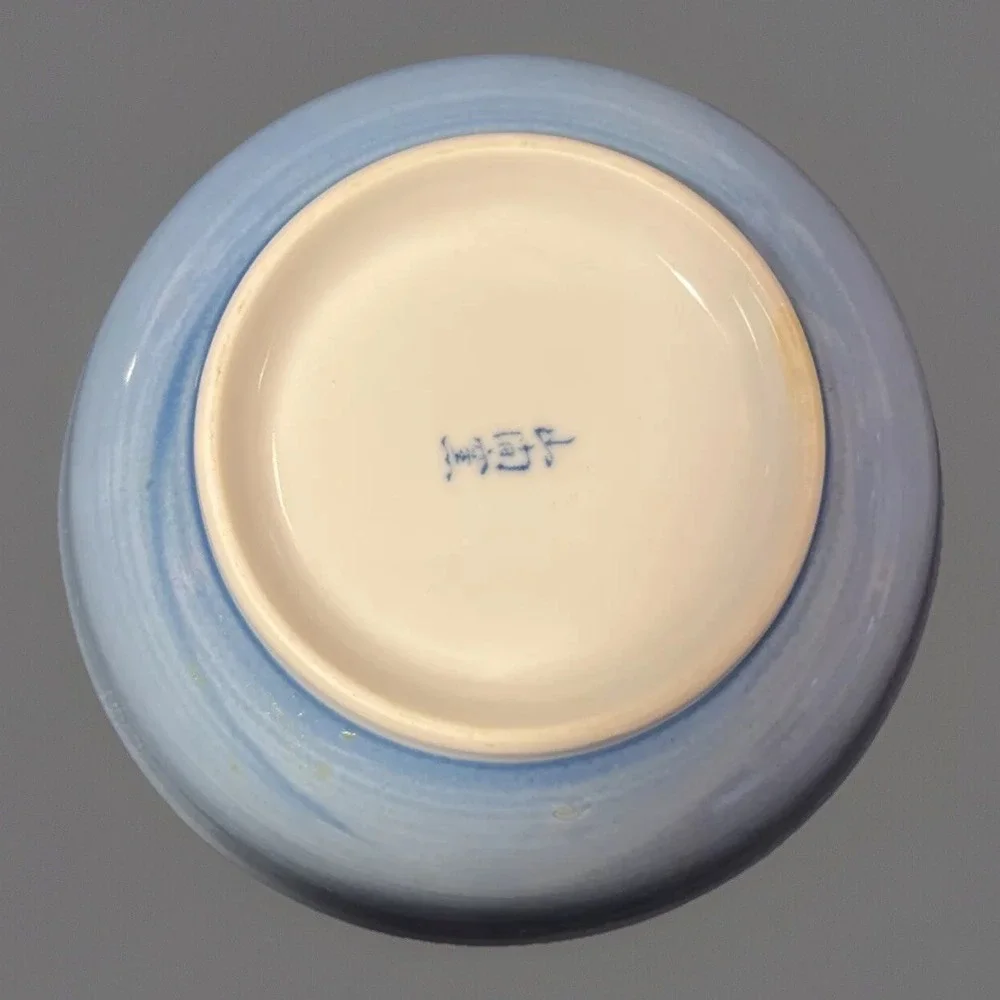 Vintage Handpainted Blue Leaves‎ Fruit Pattern Salad Bowl 8